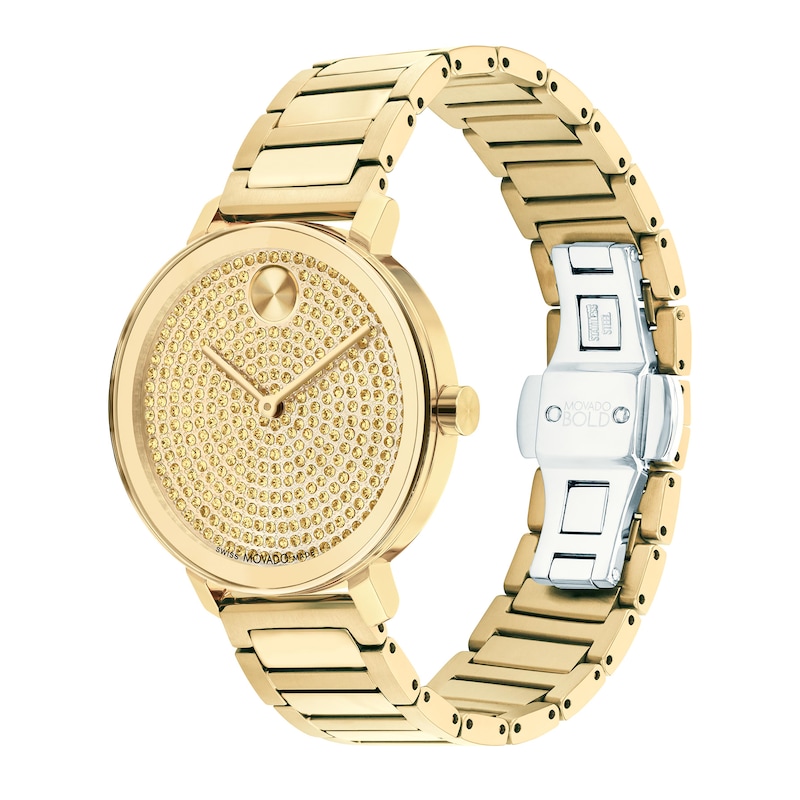 Main Image 2 of Ladies' Movado Bold® Evolution Gold-Tone IP Watch with Crystal Accent Dial (Model: 3601152)