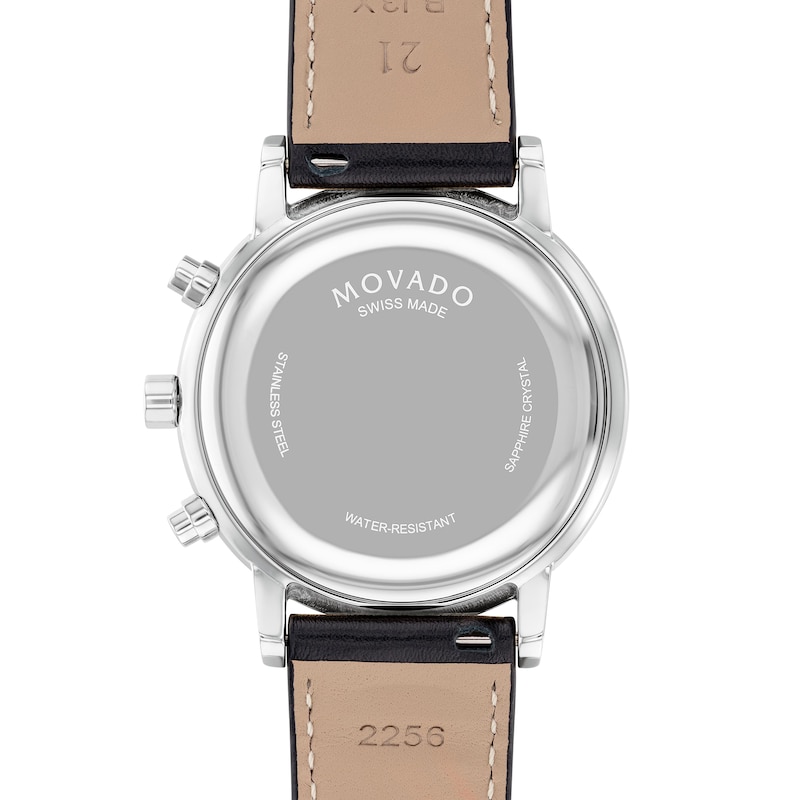 Main Image 3 of Men's Movado Museum® Classic Black Strap Chronograph Watch with Black Dial and Date Window (Model: 0607778)