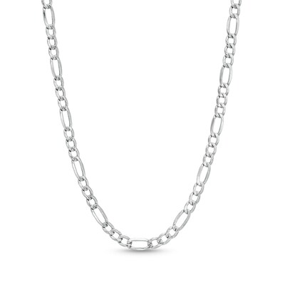Men's Diamond-Cut 3.3mm Figaro Chain Necklace in Hollow 10K White Gold - 22"