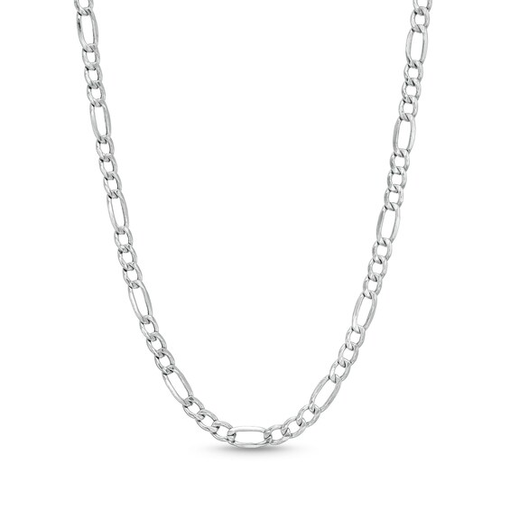Men's Diamond-Cut 3.3mm Figaro Chain Necklace in Hollow 10K White Gold - 22"