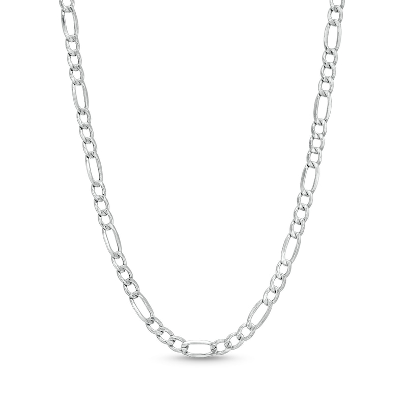 Main Image 1 of Men's Diamond-Cut 3.3mm Figaro Chain Necklace in Hollow 10K White Gold - 22"
