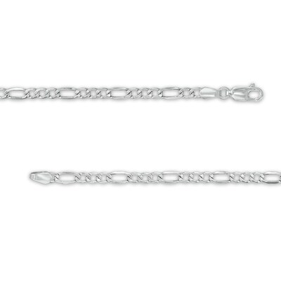 Men's Diamond-Cut 3.3mm Figaro Chain Necklace in Hollow 10K White Gold - 22"