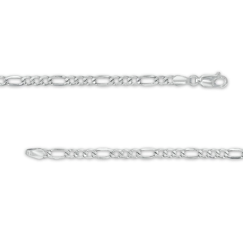 Main Image 2 of Men's Diamond-Cut 3.3mm Figaro Chain Necklace in Hollow 10K White Gold - 22"