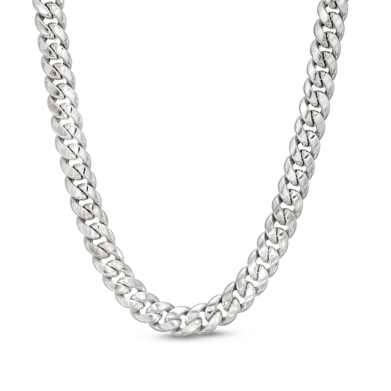 Men's 7.6mm Cuban Curb Chain Necklace in Hollow 14K White Gold - 22"|Peoples Jewellers
