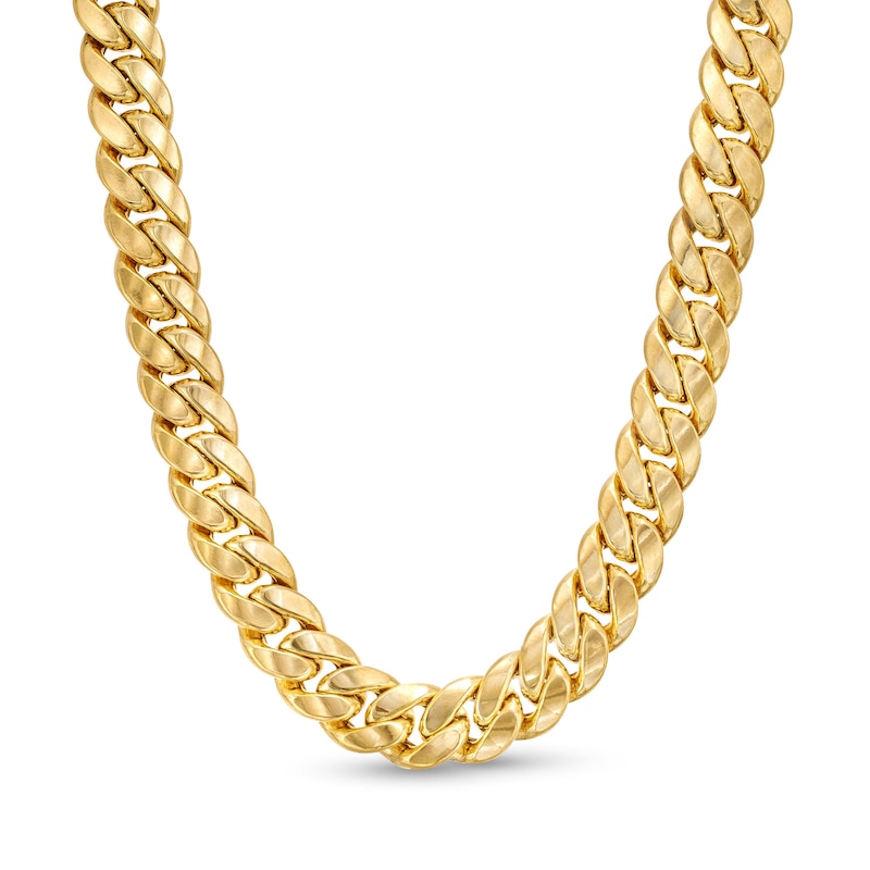 Men's 9.3mm Cuban Curb Chain Necklace in Hollow 10K Gold - 24"|Peoples Jewellers