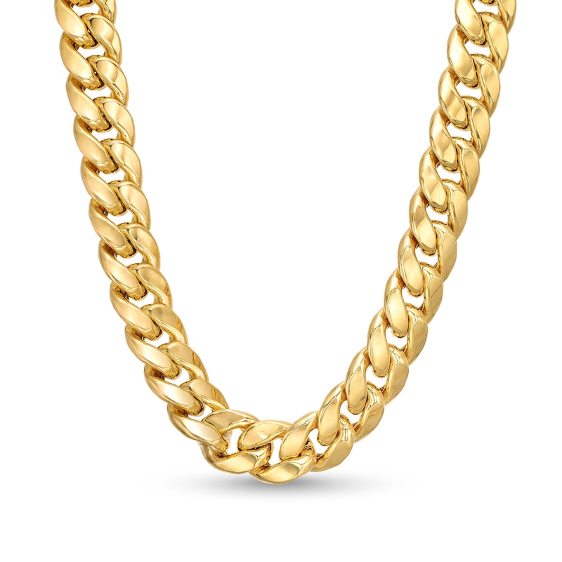 Men's 11.3mm Cuban Curb Chain Necklace in Hollow 10K Gold - 24"|Peoples Jewellers