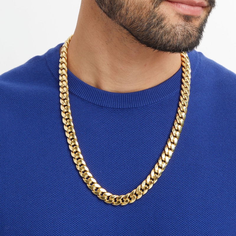 Men's 11.3mm Cuban Curb Chain Necklace in Hollow 10K Gold - 24"