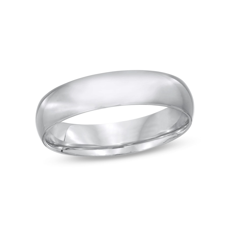 Main Image 1 of Men's Engravable 5.0mm Comfort-Fit Band in Sterling Silver (1 Line)