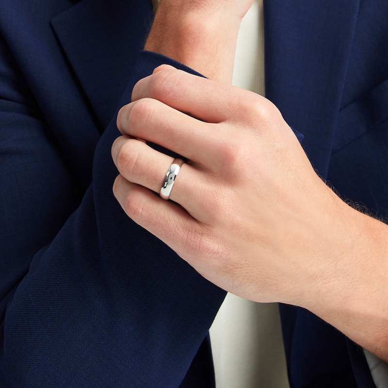 Main Image 2 of Men's Engravable 5.0mm Comfort-Fit Band in Sterling Silver (1 Line)