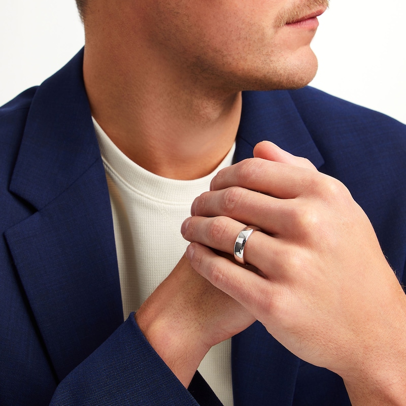 Main Image 2 of Engravable 6.5mm Euro Comfort-Fit Band in Sterling Silver (1 Line)