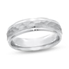Thumbnail Image 1 of Men's Engravable Hammered 6.0mm Comfort-Fit Band in Sterling Silver (1 Line)