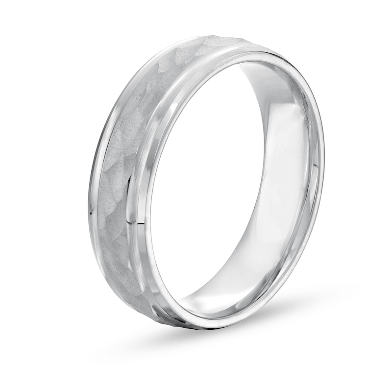 Main Image 3 of Men's Engravable Hammered 6.0mm Comfort-Fit Band in Sterling Silver (1 Line)