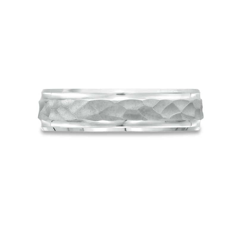 Main Image 4 of Men's Engravable Hammered 6.0mm Comfort-Fit Band in Sterling Silver (1 Line)