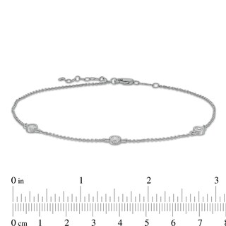 Diamond Accent Bezel-Set Station Anklet in Sterling Silver - 10"