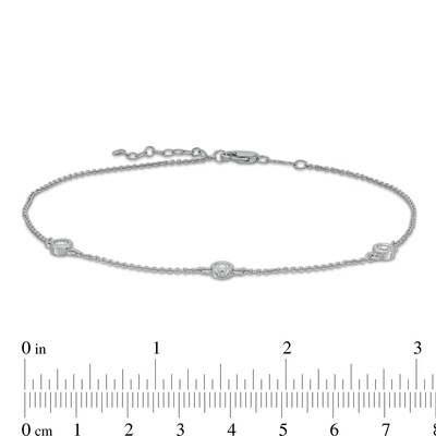 Diamond Accent Bezel-Set Station Anklet in Sterling Silver - 10"