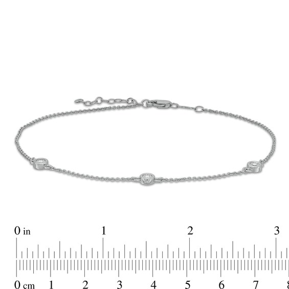 Diamond Accent Bezel-Set Station Anklet in Sterling Silver - 10"
