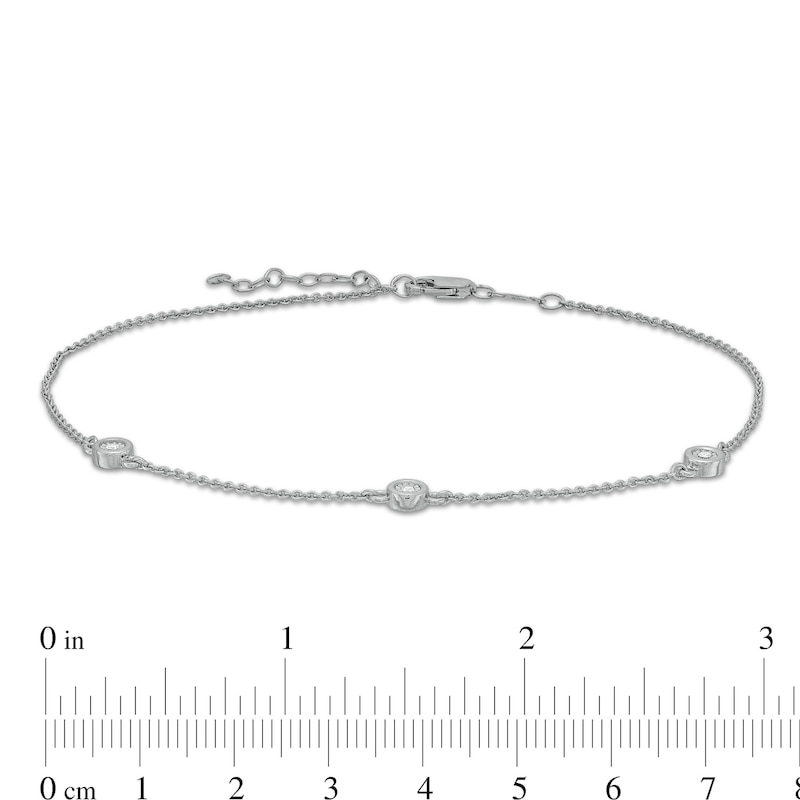 Main Image 3 of Diamond Accent Bezel-Set Station Anklet in Sterling Silver - 10"