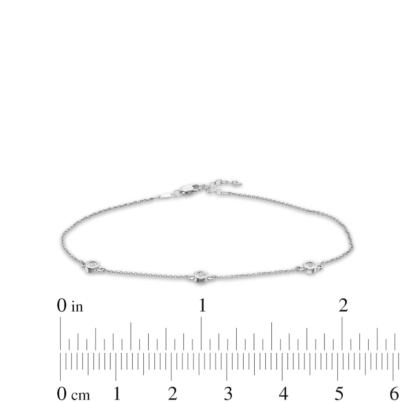 Diamond Accent Bezel-Set Station Anklet in Sterling Silver - 10"