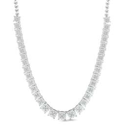 0.33 CT. T.W. Diamond Cushion-Shaped Link and Bead Necklace in Sterling Silver - 17&quot;