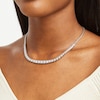 Thumbnail Image 2 of 0.33 CT. T.W. Diamond Cushion-Shaped Link and Bead Necklace in Sterling Silver - 17"