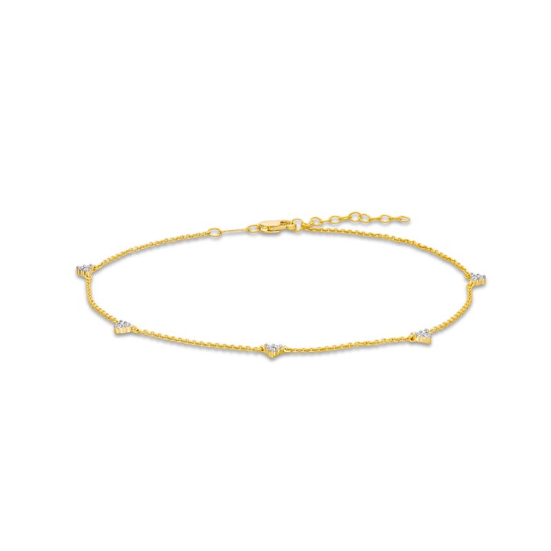 0.12 CT. T.W. Diamond Triangles Station Anklet in 10K Gold - 10"|Peoples Jewellers