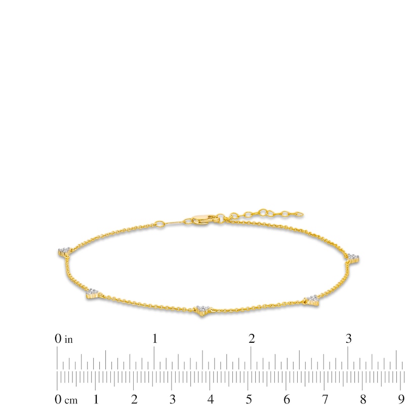 0.12 CT. T.W. Diamond Triangles Station Anklet in 10K Gold - 10"|Peoples Jewellers