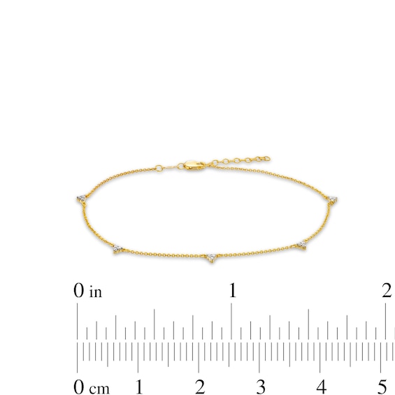 0.12 CT. T.W. Diamond Triangles Station Anklet in 10K Gold - 10"