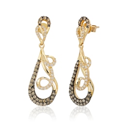 Le Vian® 0.80 CT. T.W. Chocolate Diamond® and Vanilla Diamond™ Curly Drop Earrings in 14K Honey Gold™