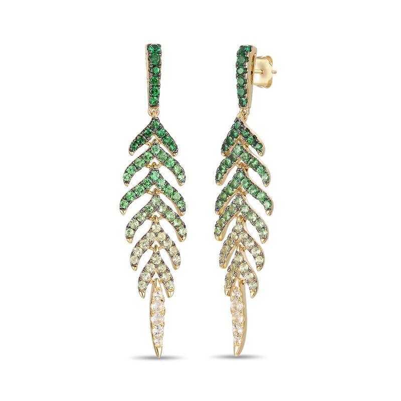 Le Vian® Mint Julep Quartz™, Green Apple Peridot™ and Shade Of Tsavorite Leaf Drop Earrings in 14K Honey Gold™
