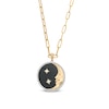 Thumbnail Image 1 of EFFY™ Collection Onyx and 0.16 CT. T.W. Diamond Moon Pendant in 14K Gold
