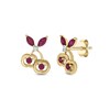 Thumbnail Image 1 of Lab-Created Ruby and Diamond Accent Cherries Stud Earrings in Sterling Silver with 14K Gold Plate
