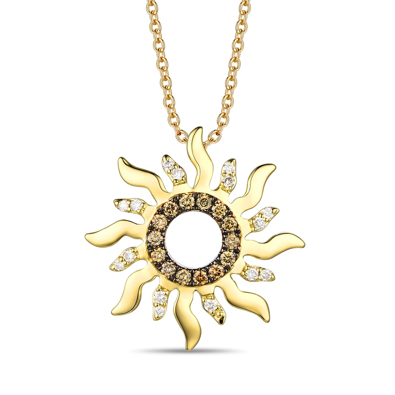 Le Vian® 0.25 CT. T.W. Chocolate Diamonds® and Nude Diamonds™ Sun Pendant in 14K Honey Gold®|Peoples Jewellers