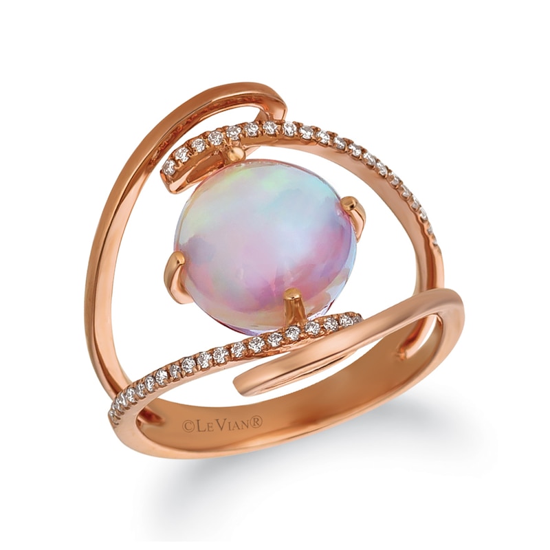 Le Vian® Neopolitan Opal™ and 0.10 CT. T.W. Vanilla Diamond™ Open Orbit Ring in 14K Strawberry Gold™