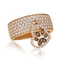 Le Vian® 1.50 CT. T.W. Chocolate Diamonds® and Vanilla Diamonds™ Heart Charm Dangle Ring in 14K Strawberry Gold™