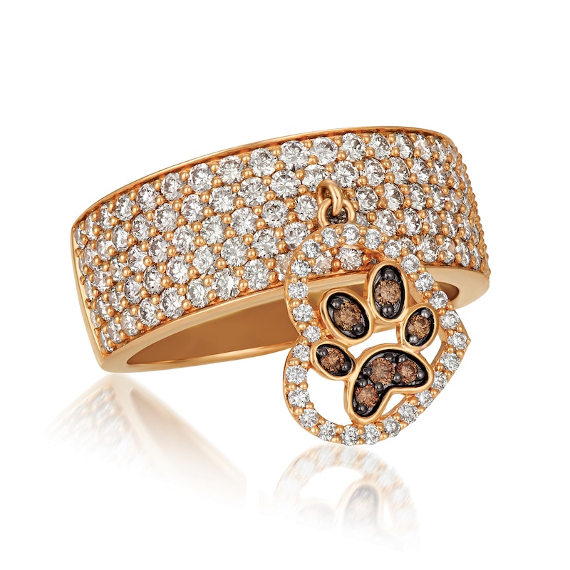 Le Vian® 1.50 CT. T.W. Chocolate Diamonds® and Vanilla Diamonds™ Heart Charm Dangle Ring in 14K Strawberry Gold™