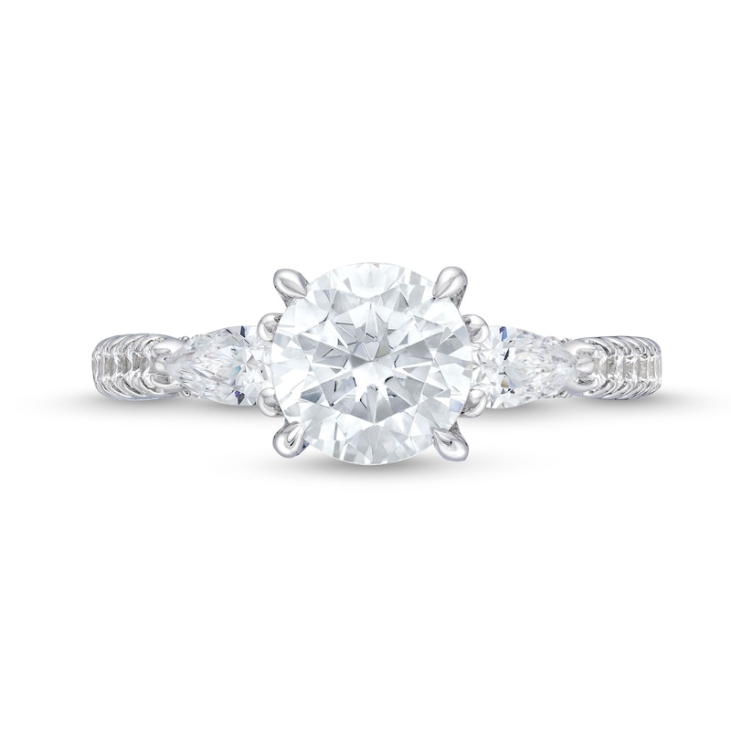 2.25 CT. T.W. Certified Lab-Created Diamond Sideways Three Stone Engagement Ring in 18K White Gold (F/VS2)