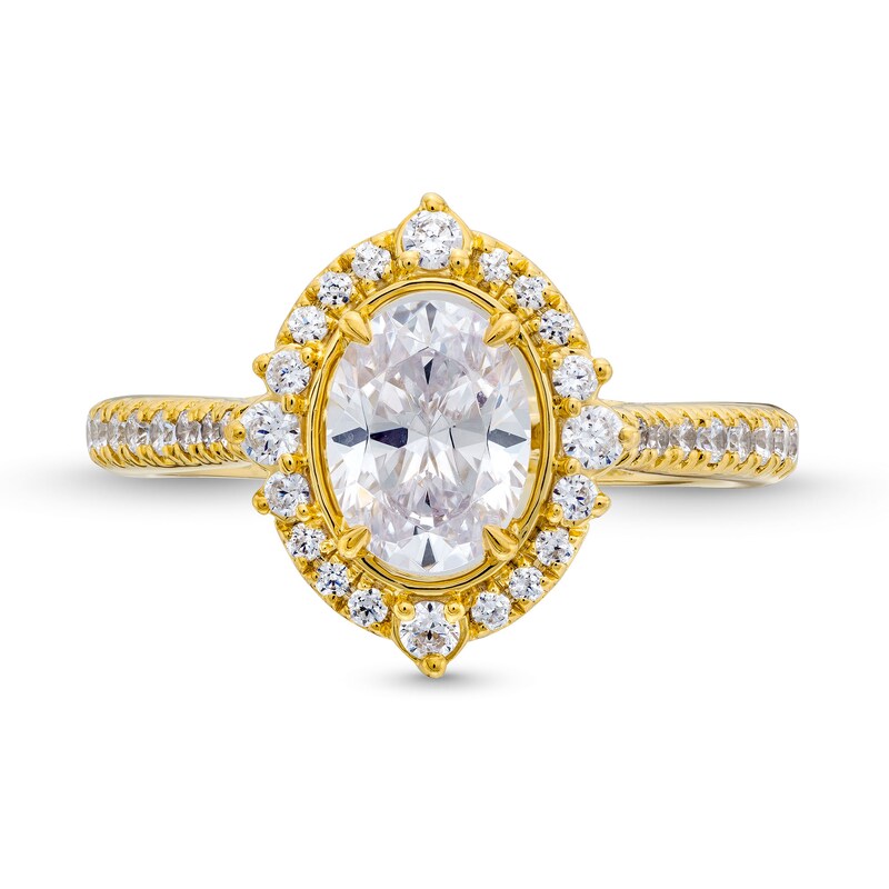 1.50 CT. T.W. Oval Certified Lab-Created Diamond Frame Engagement Ring in 18K Gold (F/VS2)