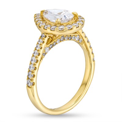 2.25 CT. T.W. Pear-Shaped Certified Lab-Created Diamond Frame Engagement Ring in 18K Gold (F/VS2)