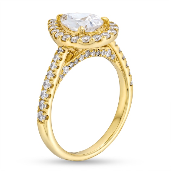 2.25 CT. T.W. Pear-Shaped Certified Lab-Created Diamond Frame Engagement Ring in 18K Gold (F/VS2)