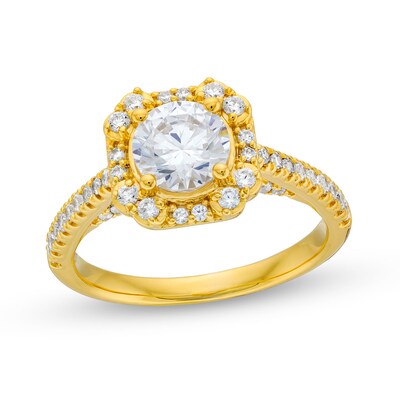 1.50 CT. T.W. Certified Lab-Created Diamond Art Deco Frame Engagement Ring in 18K Gold (F/VS2)