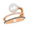 Thumbnail Image 0 of Le Vian® Cultured Freshwater Vanilla Pearl™ and 0.30 CT. T.W. Diamond Open Shank Swirl Ring in 14K Strawberry Gold™