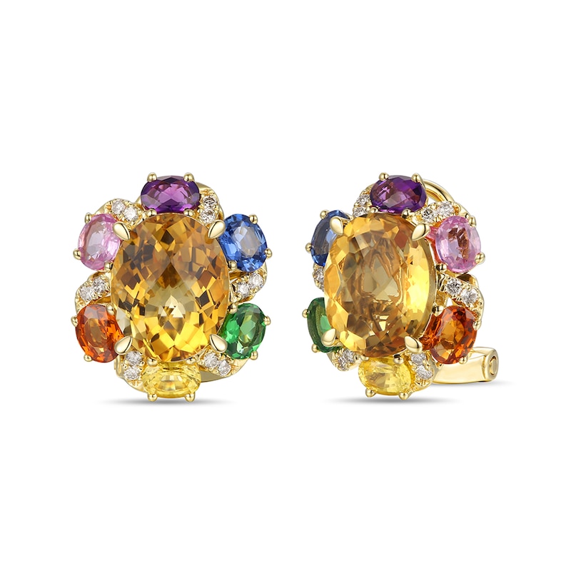 Main Image 1 of Le Vian® Cinnamon Citrine®, Multi-Gemstone and 0.15 CT. T.W. Nude Diamonds™ Frame Earrings in 14K Honey Gold™