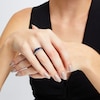 Thumbnail Image 2 of Slanted Marquise-Cut Blue Sapphire and 0.20 CT. T.W. Diamond Edge Band in 10K White Gold