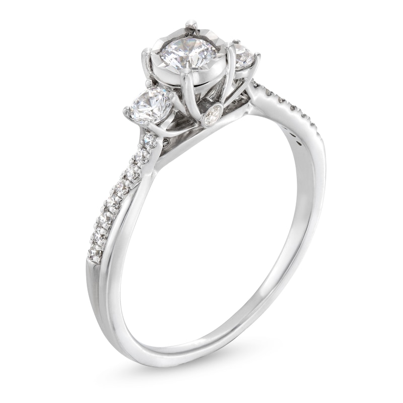 0.50 CT. T.W. Diamond Miracle Past Present Future® Twist Shank Engagement Ring in 10K White Gold (J/I3)