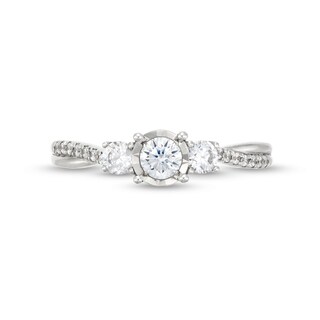 0.50 CT. T.W. Diamond Miracle Past Present Future® Twist Shank Engagement Ring in 10K White Gold (J/I3)