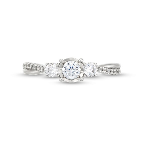 0.50 CT. T.W. Diamond Miracle Past Present Future® Twist Shank Engagement Ring in 10K White Gold (J/I3)