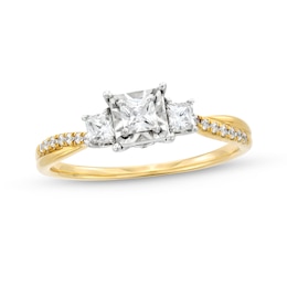 0.50 CT. T.W. Princess-Cut Diamond Miracle Past Present Future® Twist Shank Engagement Ring in 10K Gold (J/I3)