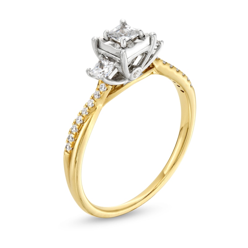 0.50 CT. T.W. Princess-Cut Diamond Miracle Past Present Future® Twist Shank Engagement Ring in 10K Gold (J/I3)