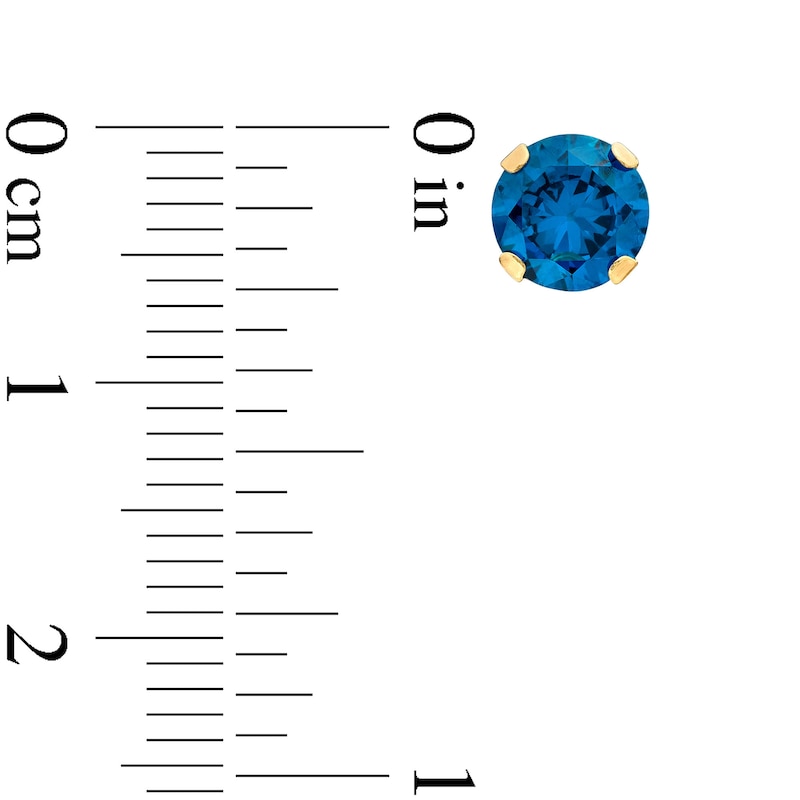 Main Image 2 of Child's 4.0mm Deep Blue Cubic Zirconia Solitaire Stud Earrings in 14K Gold