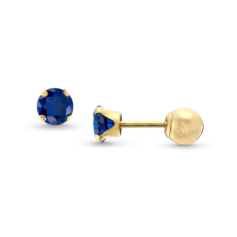 Child's 4.0mm Dark Cubic Zirconia Solitaire Stud Earrings in 14K Gold|Peoples Jewellers